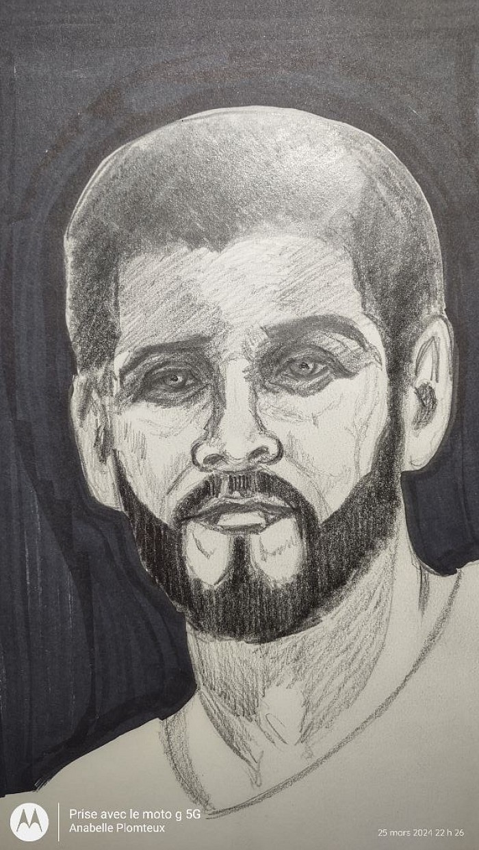 Portrait croquis. Crayon graphite.